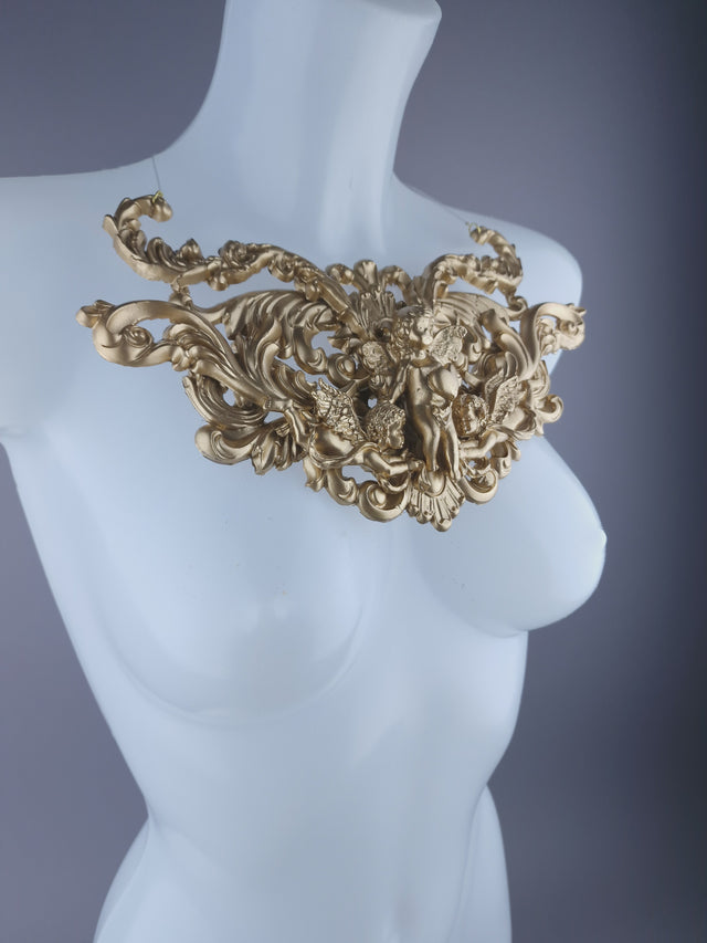 "Soul" Gold Cherub & Filigree Neckpiece