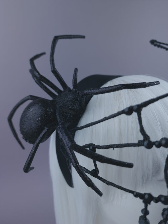 Pearls & Swine: Maximalist Spider & Web Headdress "Capture"