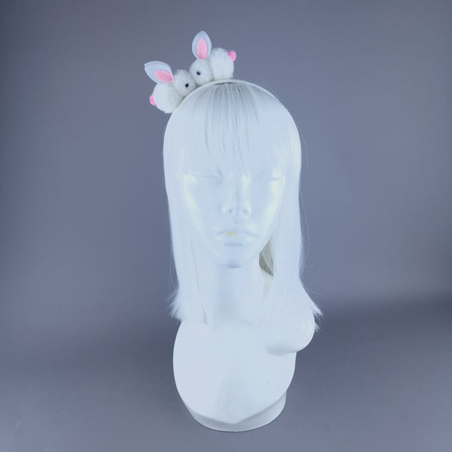 "Pompom" White Bunny Rabbit Glitter Headband