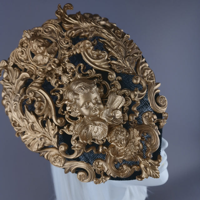 "Ataullah" Gold Filigree & Cherub Fascinator Hat