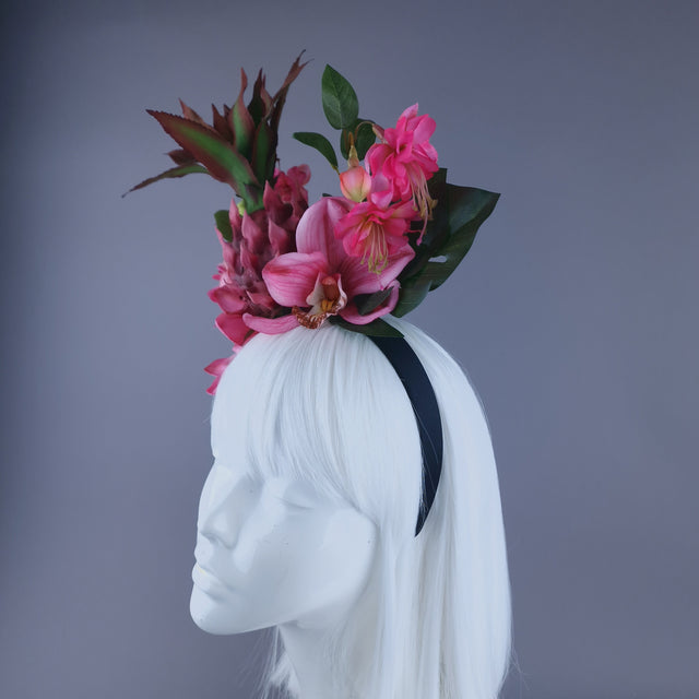"Jambon"Pink Pineapple & Orchid Headdress