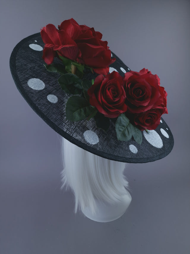 Pearls & Swine: Statement Red Rose Polka Dot Hat