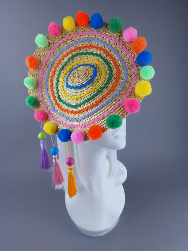 "Electra" Colourful Pompom & Tassel Hat