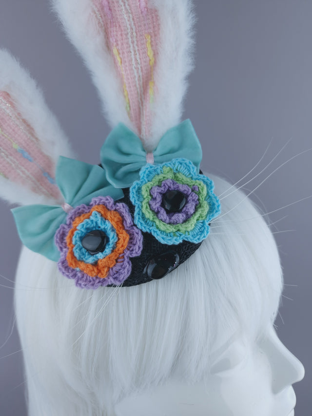 "Zinnia" Flower Eye Bunny Ear Mini Fascinator