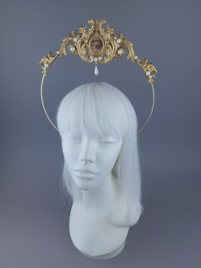 Pearls & Swine: Framed Third Eye Filigree Halo Headdress "Lover's Eye"