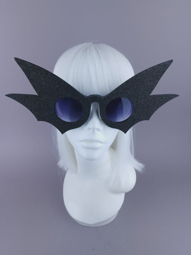 "Nerezza" Oversized Black Glitter Sunglasses