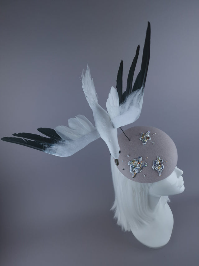 Pearls & Swine: Kitsch Glitter Seagull Poop Fascinator Hat "Mierda"
