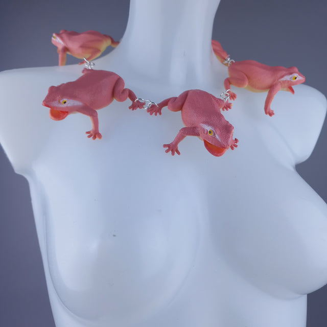 "Ribbit" Large Pink Frog Neckpiece