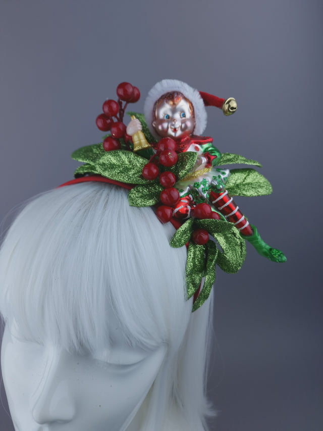 Elf, Berries & Glittered Leaves Xmas Headdress