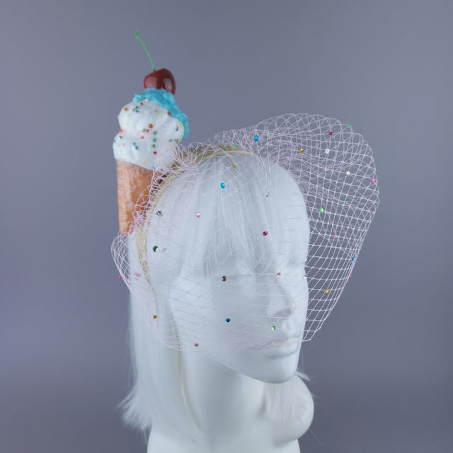 "Vanilla" Glittery Ice cream Veil headpiece