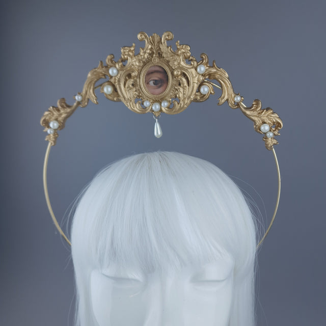 Pearls & Swine: Framed Third Eye Filigree Halo Headdress "Lover's Eye"