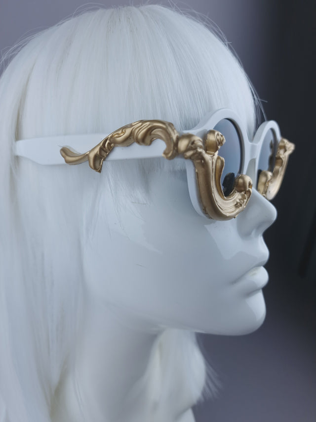 SPECIAL OFFER: White Gold Filigree Round Sunglasses