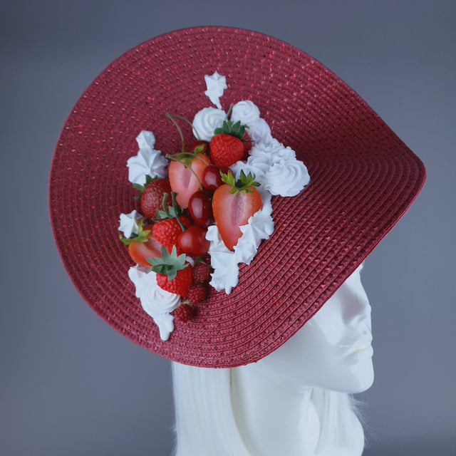 "Darling" Strawberry, Cherry & Cream Fruit Food Fascinator Hat