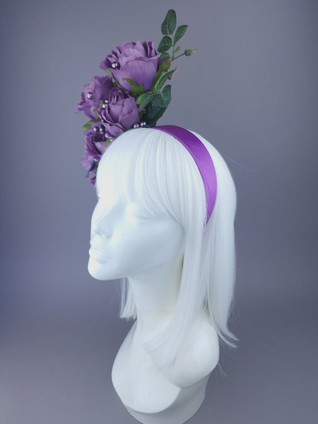 "Nairn" Purple Rose, Pearls & Snake Headdress
