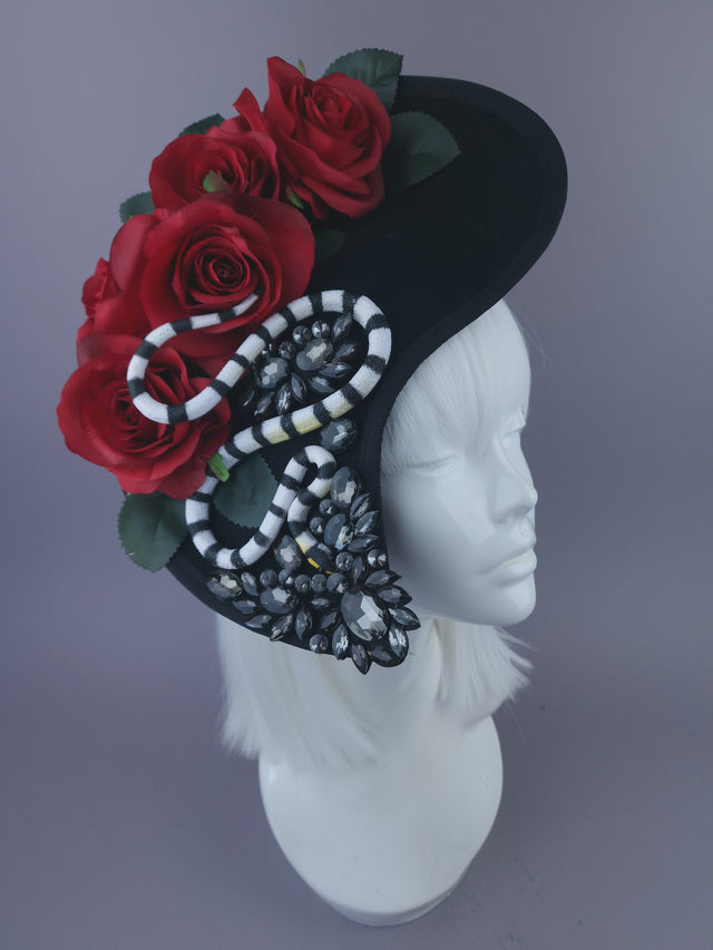 Pearls & Swine: Statement Red Rose Snake Hat