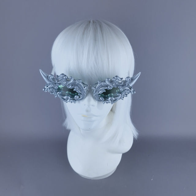 "Superbeast" Silver Filigree Ornate Devil Horn Sunglasses