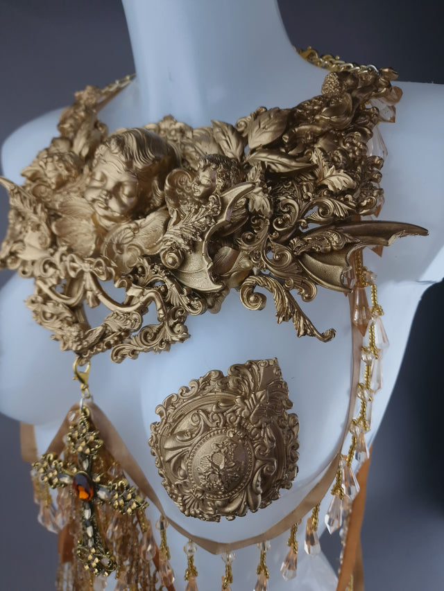 "Holy" Gold Filigree Cherub Body Jewellery Harness