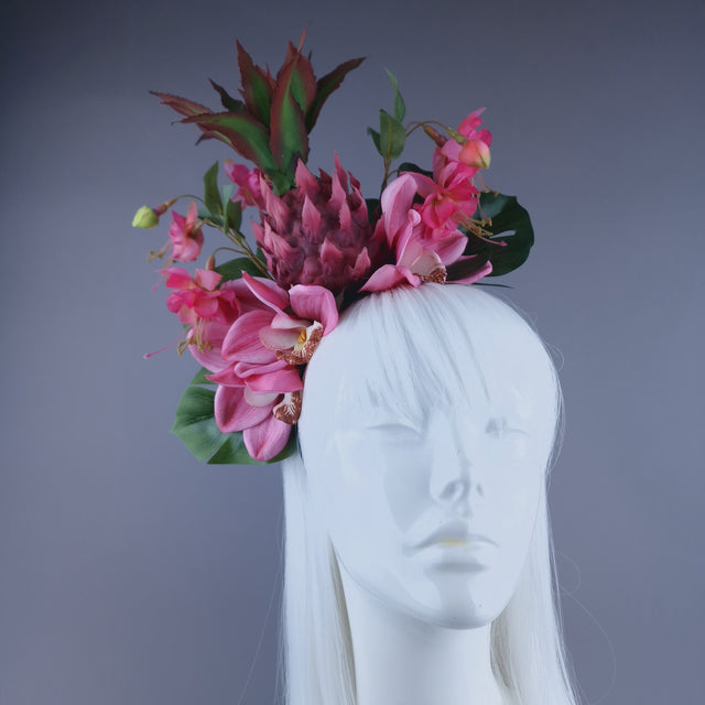 "Jambon"Pink Pineapple & Orchid Headdress