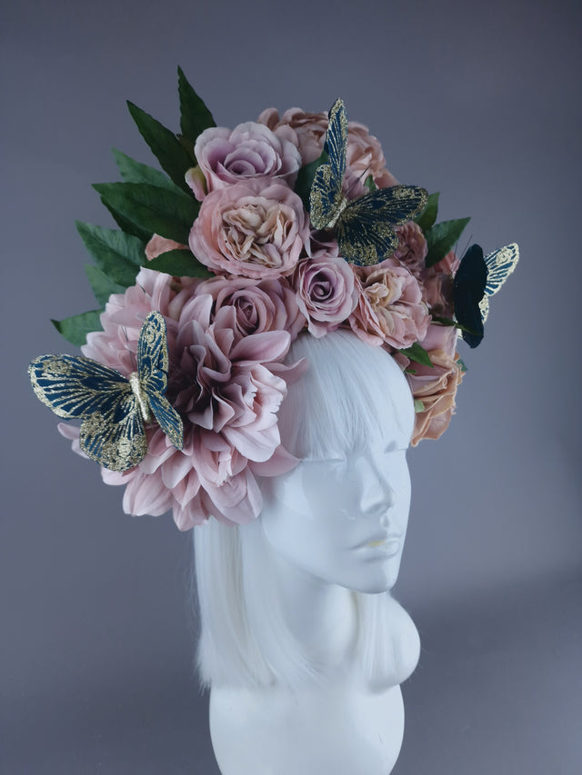 "Villa" Dusky Pink with Butterfly Headdress