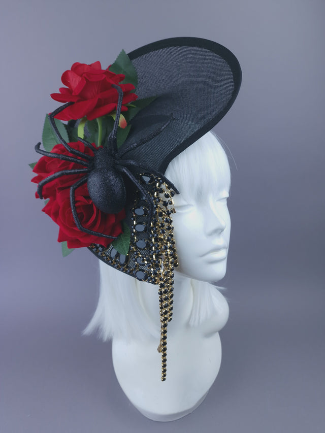 "Melisandre" Black Spider & Rose Hat