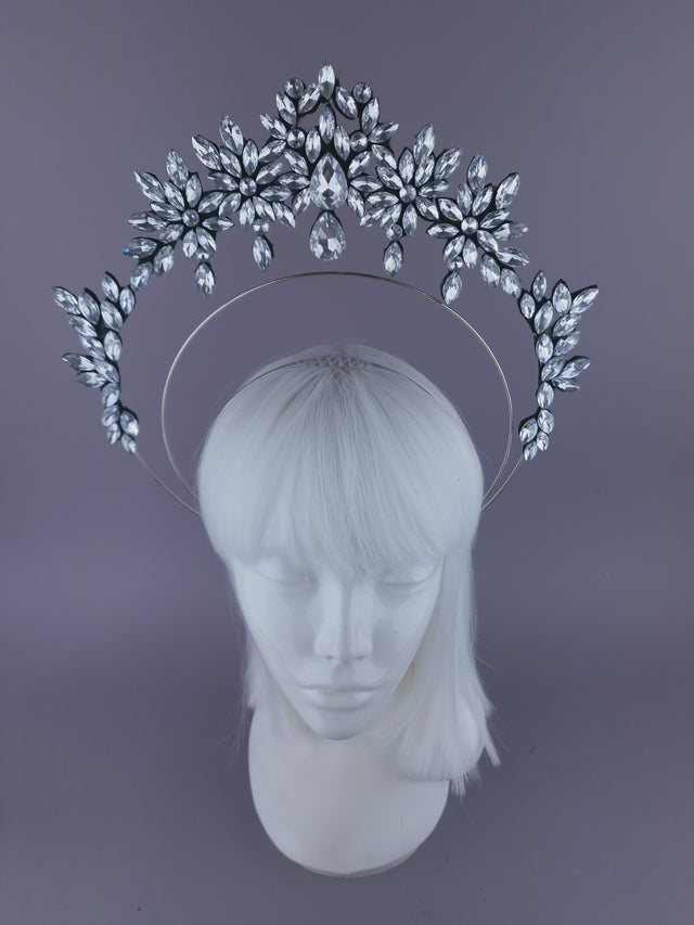 Pearls & Swine: Silver Diamanté Jewel Halo Headdress