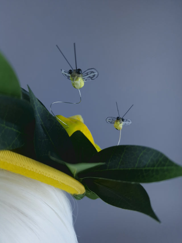 "Ludo" Yellow Lemon & Bees Fascinator Hat