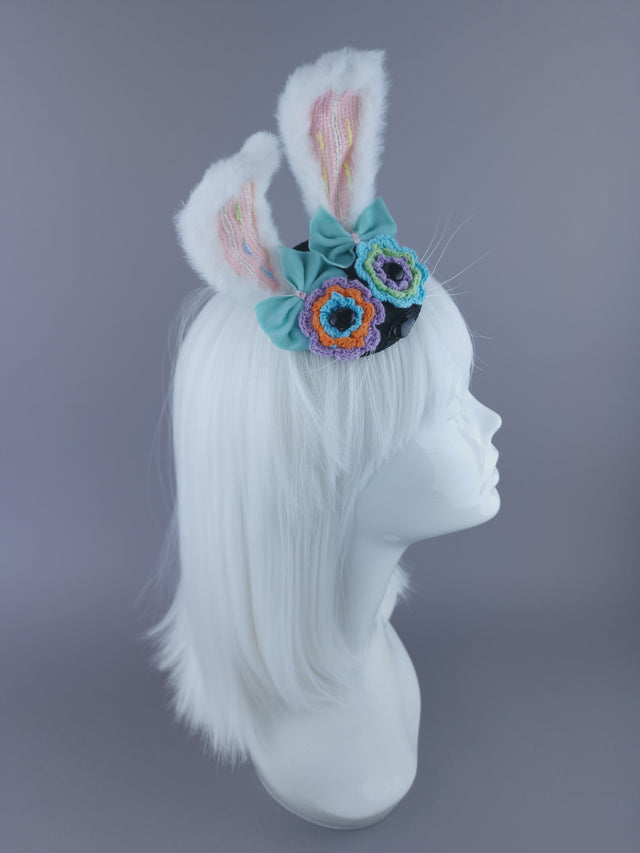 "Zinnia" Flower Eye Bunny Ear Mini Fascinator