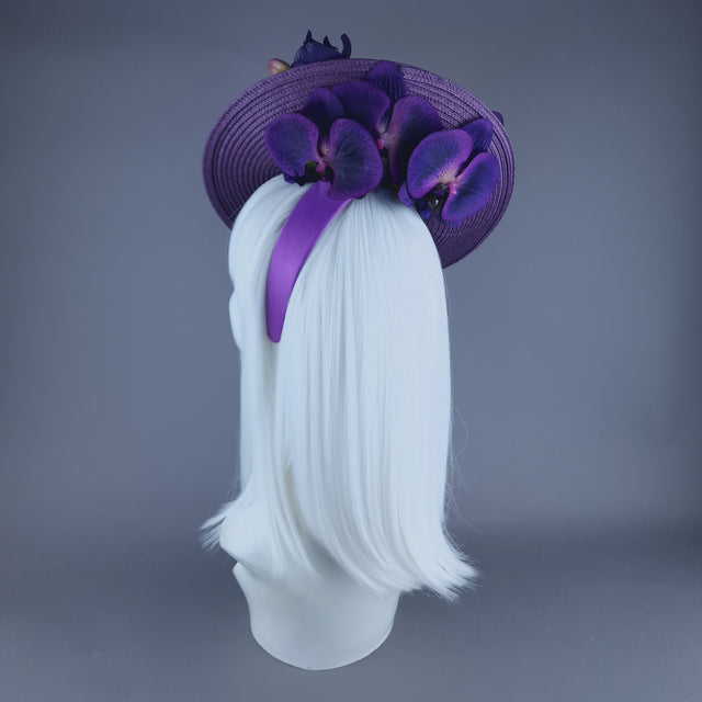 "Reign" Purple Filigree, Cherub & Orchid Fascinator Hat