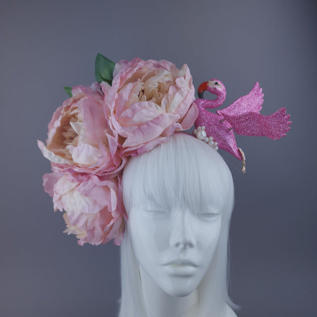 Pearls & Swine: Headdress Pink Flamingo, Pearl & Peony