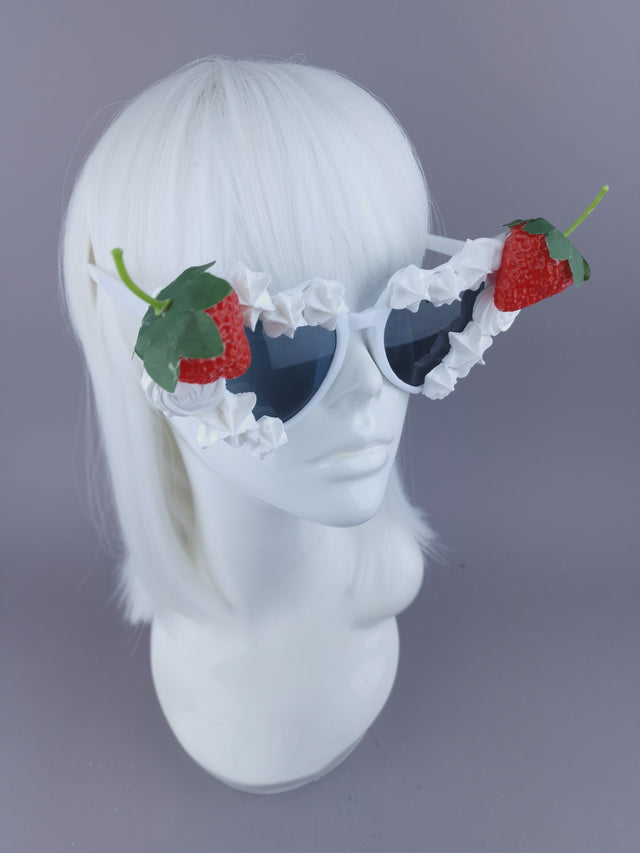 Pearls & Swine: Strawberries & Cream Heart-Shaped Sunglasses "SweetTreat"