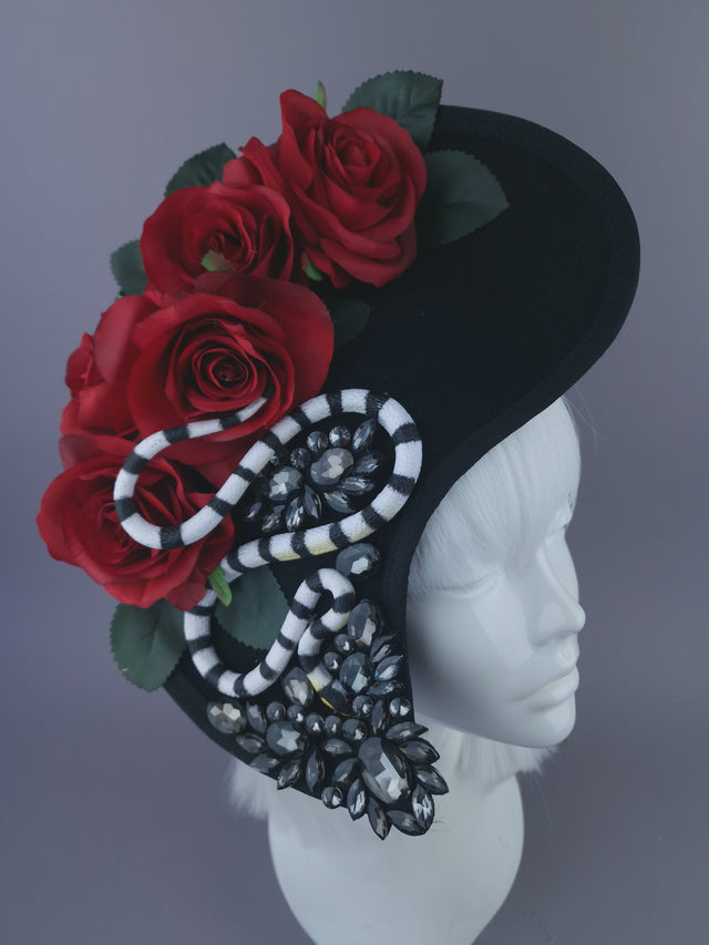 Pearls & Swine: Statement Red Rose Snake Hat