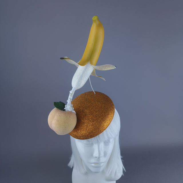 "Peaches & Cream" Glittered Banana Food Fascinator Hat