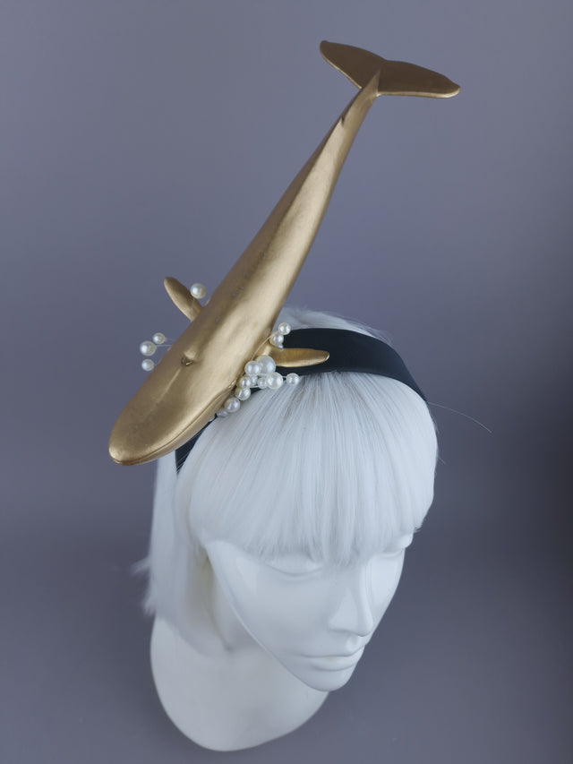 "Whale of a Time" Gold Whale & Pearl Headpiece