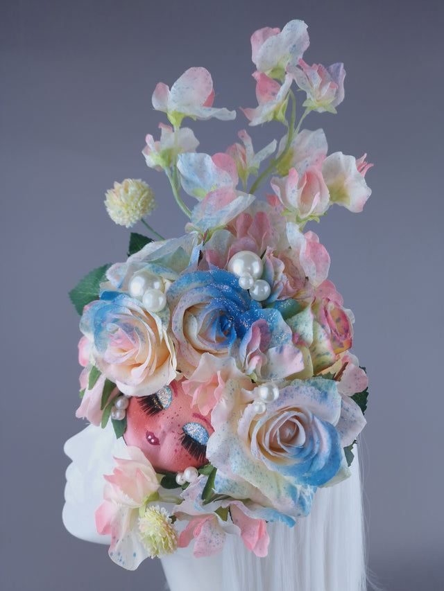 "Pippin" Pastel Flower Dollface & Pearl Fascinator Hat
