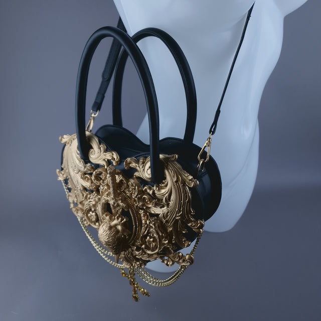 Gold Filigree Heart Shaped Handbag