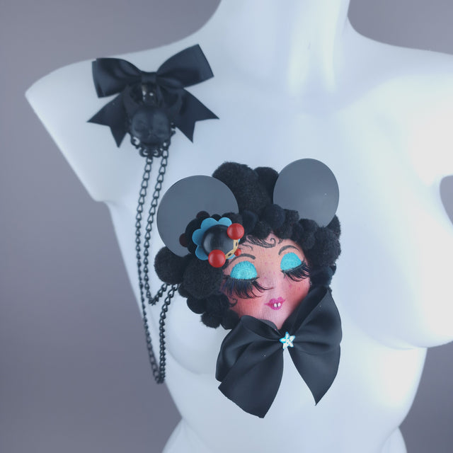Black Ear Dollface Necklace Brooch Jewellery