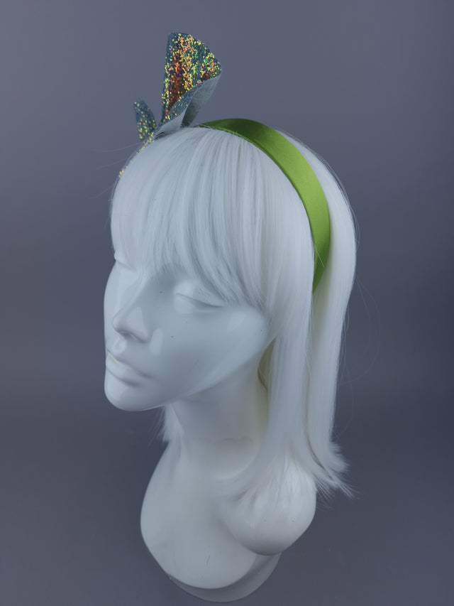 Glitter Bow Green Headpiece