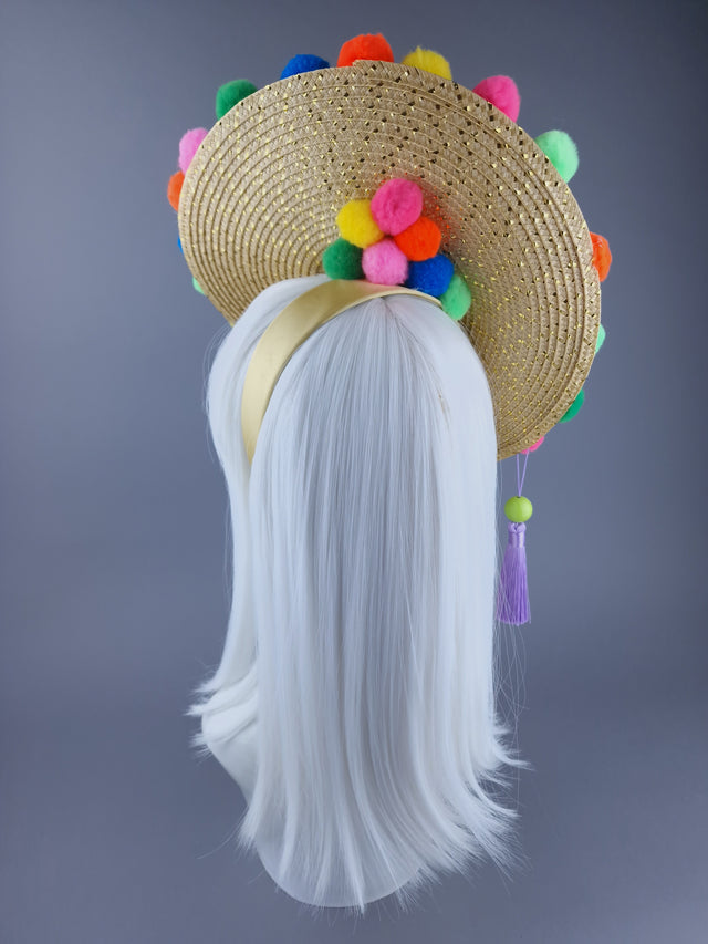 "Electra" Colourful Pompom & Tassel Hat