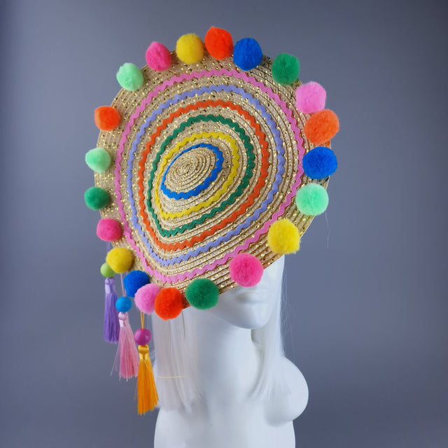 "Electra" Colourful Pompom & Tassel Hat