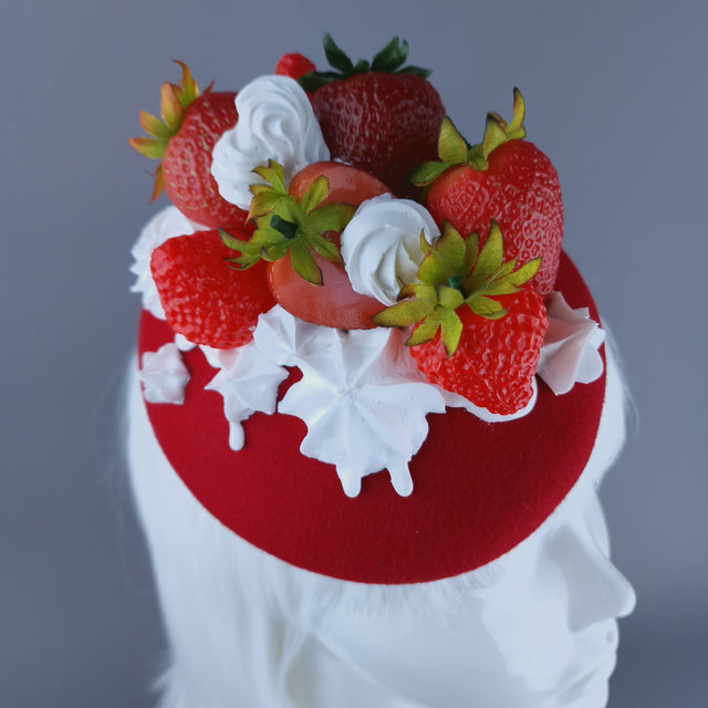 "Fragaria'" Strawberries & Cream Food Fascinator Hat