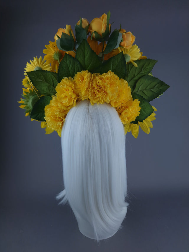 "Sunn" Yellow Sunflower Flower Headdress