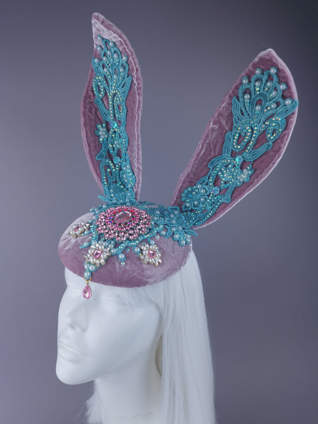Pearls & Swine: Pink & Blue Bunny Rabbit Ear Fascinator Hat