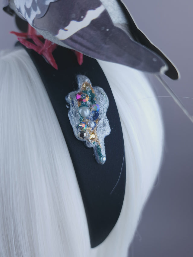 "Wabi-Sabi" Whimsical Pigeons in Love Poop Headband