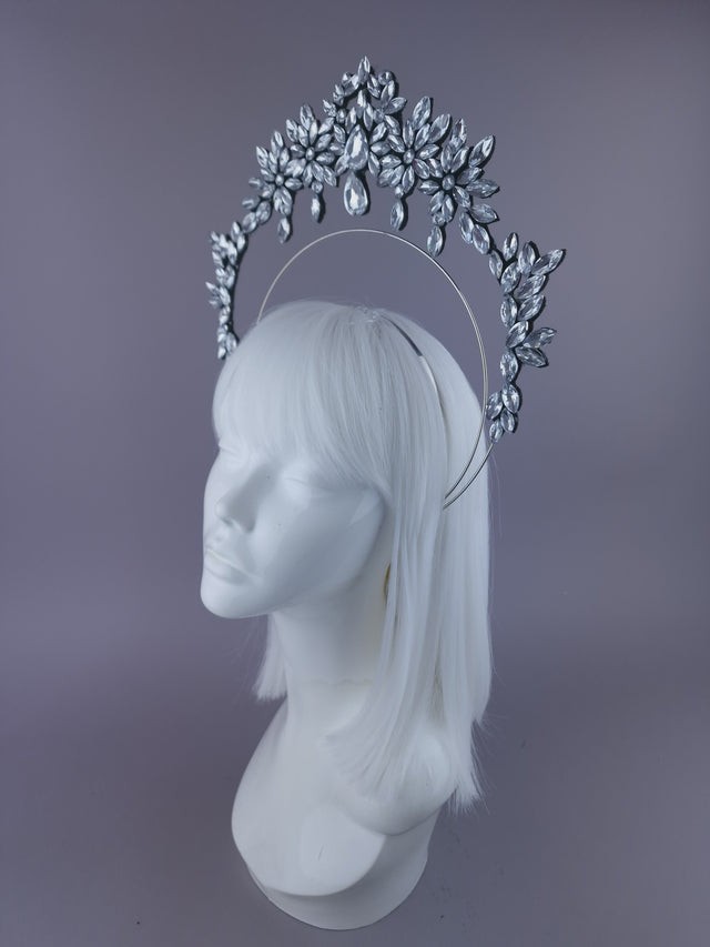 Pearls & Swine: Silver Diamanté Jewel Halo Headdress