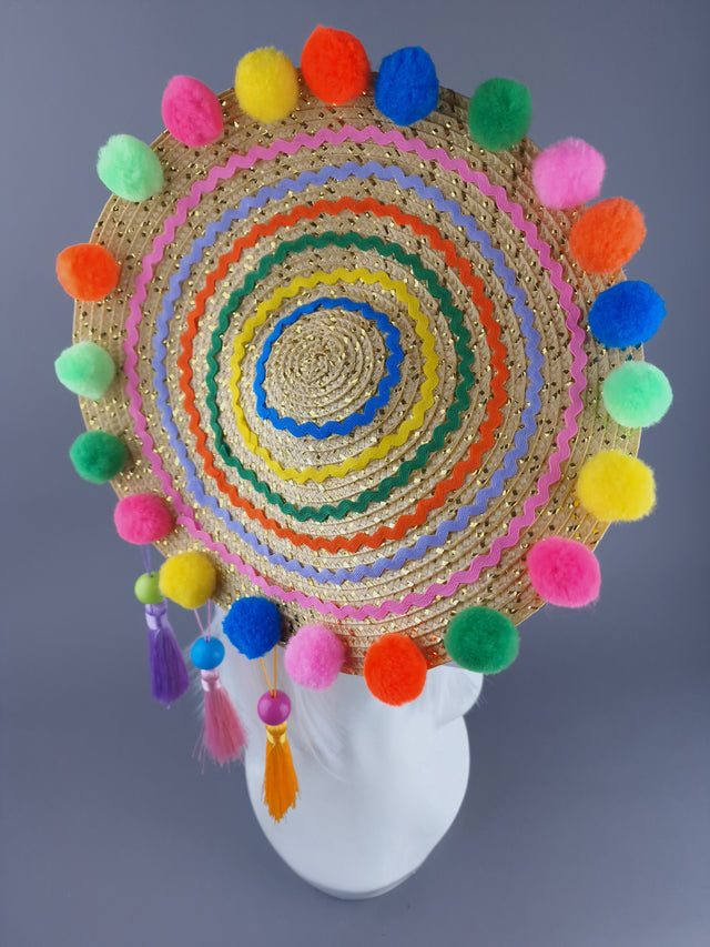 "Electra" Colourful Pompom & Tassel Hat