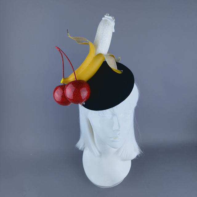 "Misbehave" Glittered Giant Cherries & Banana Food Fascinator Hat