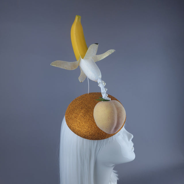 "Peaches & Cream" Glittered Banana Food Fascinator Hat