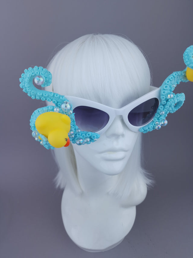 Pearls & Swine: Pastel Blue Tentacle & Duck Sunglasses "Bubble Bath"