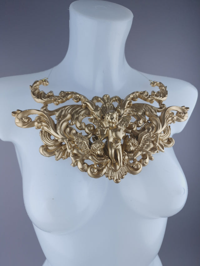 "Soul" Gold Cherub & Filigree Neckpiece