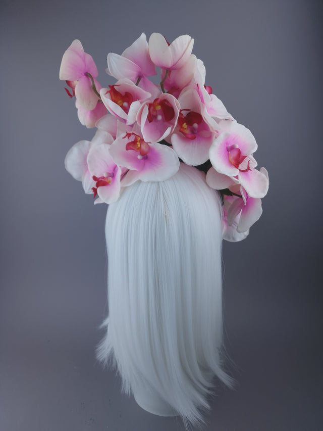 Pink & White Orchid Headdress